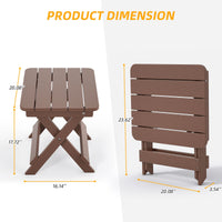 Outdoor Adirondack Foldable Side Table; Patio End Table for Poolside Garden; Weather Resistant Coffee Table - Plastic High - Density PE - 7DAY'S