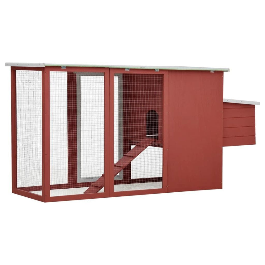 Outdoor Chicken Cage Hen House with 1 Egg Cage Red Wood - 7DAY'S