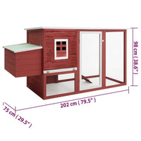 Outdoor Chicken Cage Hen House with 1 Egg Cage Red Wood - 7DAY'S