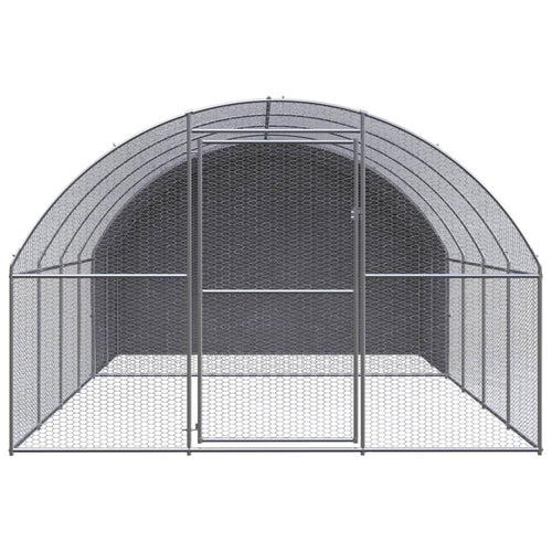 Outdoor Chicken Coop 9.8'x13.1'x6.6' Galvanized Steel - 7DAY'S