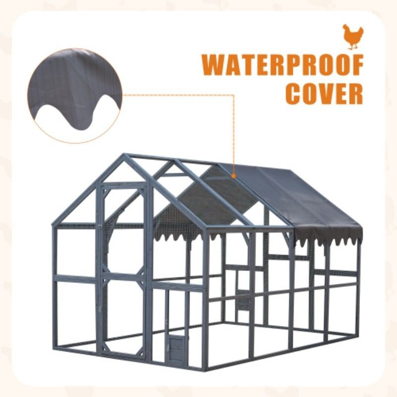 Outdoor Chicken Coop Enclosures 110" Large Kitten Playpen ,Upgrade Waterproof Cover - GREY - 7DAY'S