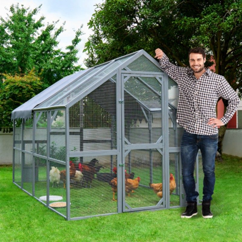 Outdoor Chicken Coop Enclosures 110" Large Kitten Playpen ,Upgrade Waterproof Cover - GREY - 7DAY'S