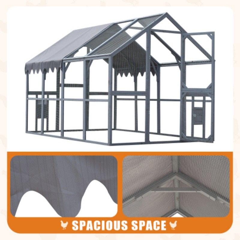 Outdoor Chicken Coop Enclosures 110" Large Kitten Playpen ,Upgrade Waterproof Cover - GREY - 7DAY'S
