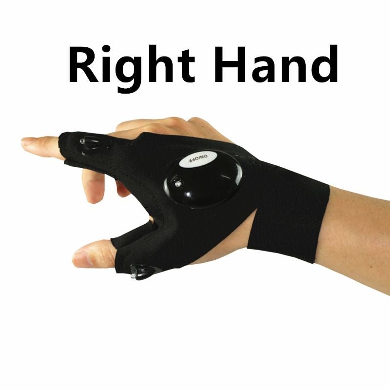 Outdoor Fishing Magic Strap Fingerless Gloves LED Flashlight Torch Cover Survival Camping Hiking Cycling Rescue Tool Gloves - 7DAY'S