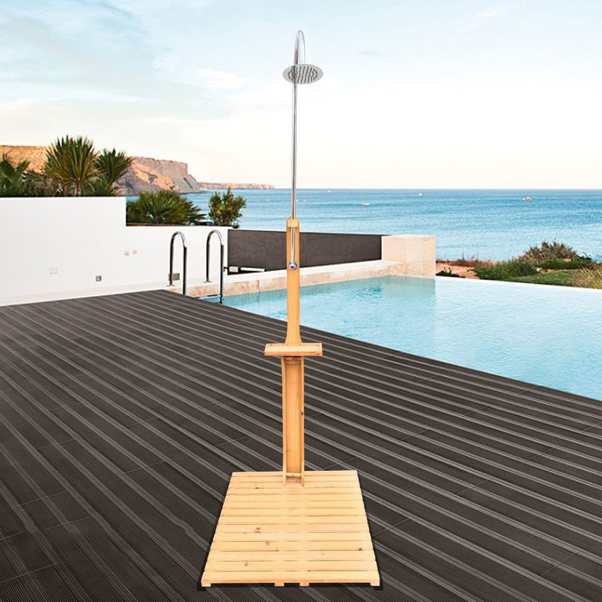 Outdoor Garden Pool Shower with Chassis Board, for Swimming Pool, Patio, Terrace, Garden, Wood - 7DAY'S