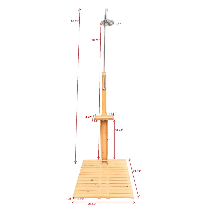 Outdoor Garden Pool Shower with Chassis Board, for Swimming Pool, Patio, Terrace, Garden, Wood - 7DAY'S