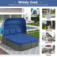 Outdoor Patio Furniture Set Daybed Sunbed with Retractable Canopy Conversation Set Wicker Furniture Sofa Set - 7DAY'S