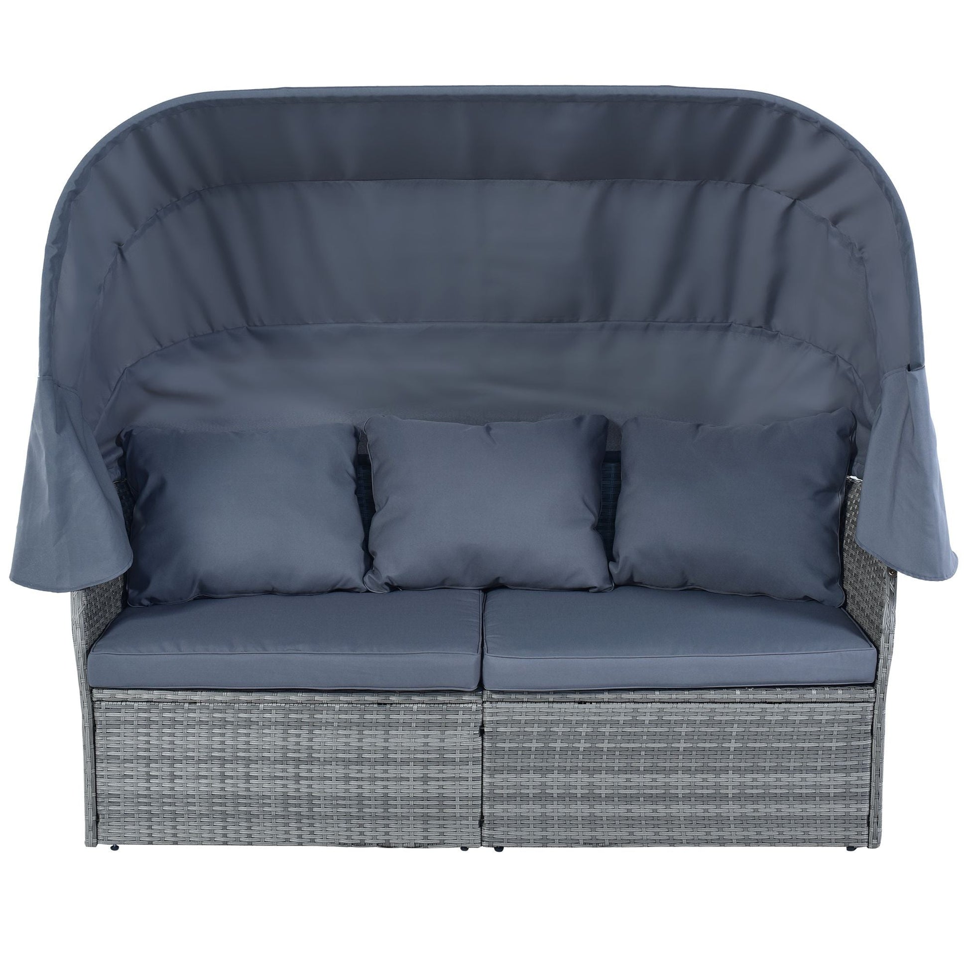 Outdoor Patio Furniture Set Daybed Sunbed with Retractable Canopy Conversation Set Wicker Furniture Sofa Set - 7DAY'S