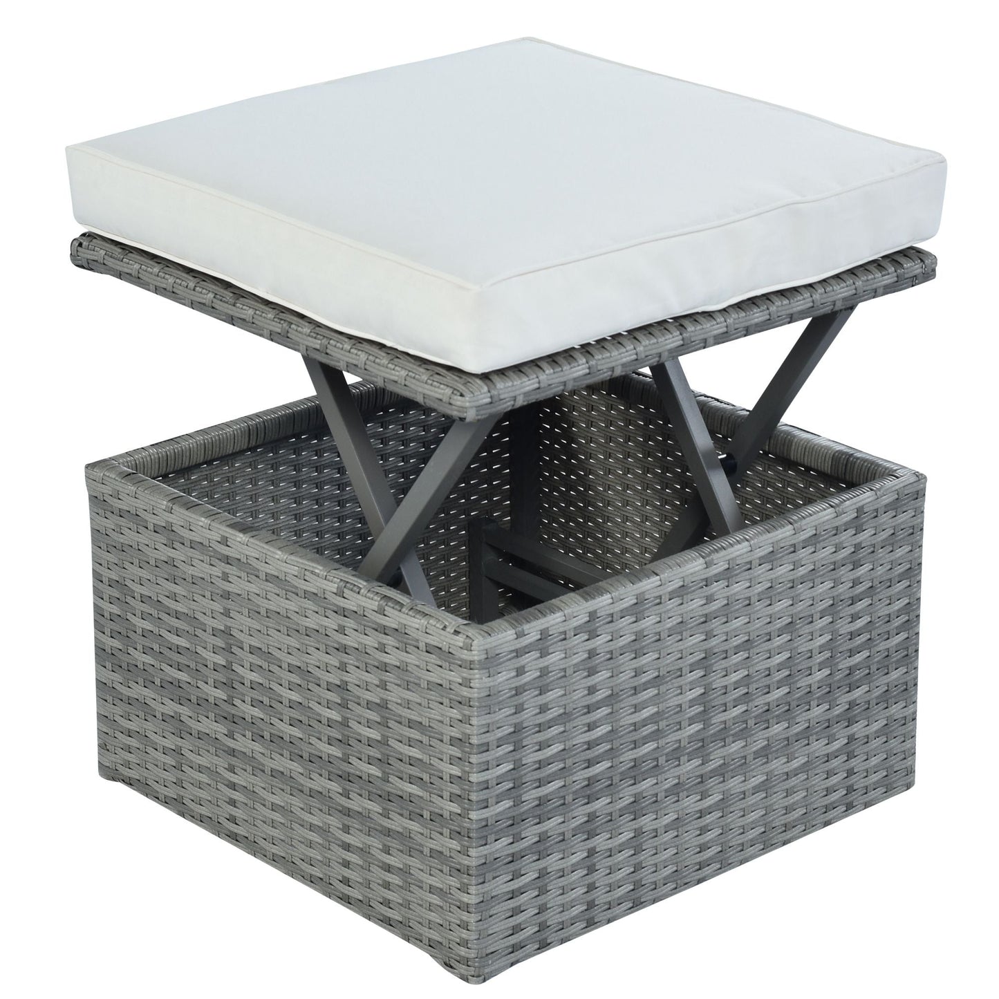 Outdoor Patio Furniture Set Daybed Sunbed with Retractable Canopy Conversation Set Wicker Furniture Sofa Set - 7DAY'S