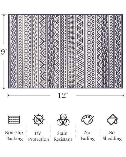Outdoor Rug Carpet 5x8 ft, Flatweave Textured Outdoor Patio Rug Non Slip Indoor Outdoor Rugs with Rubber Particles Backing Boho Outdoor Area Rug for Patio Deck Front Porch Backyard Balcony - 7DAY'S