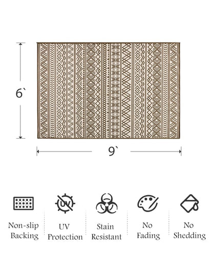 Outdoor Rug Carpet 5x8 ft, Flatweave Textured Outdoor Patio Rug Non Slip Indoor Outdoor Rugs with Rubber Particles Backing Boho Outdoor Area Rug for Patio Deck Front Porch Backyard Balcony - 7DAY'S