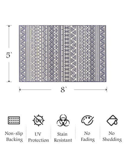 Outdoor Rug Carpet 5x8 ft, Flatweave Textured Outdoor Patio Rug Non Slip Indoor Outdoor Rugs with Rubber Particles Backing Boho Outdoor Area Rug for Patio Deck Front Porch Backyard Balcony - 7DAY'S
