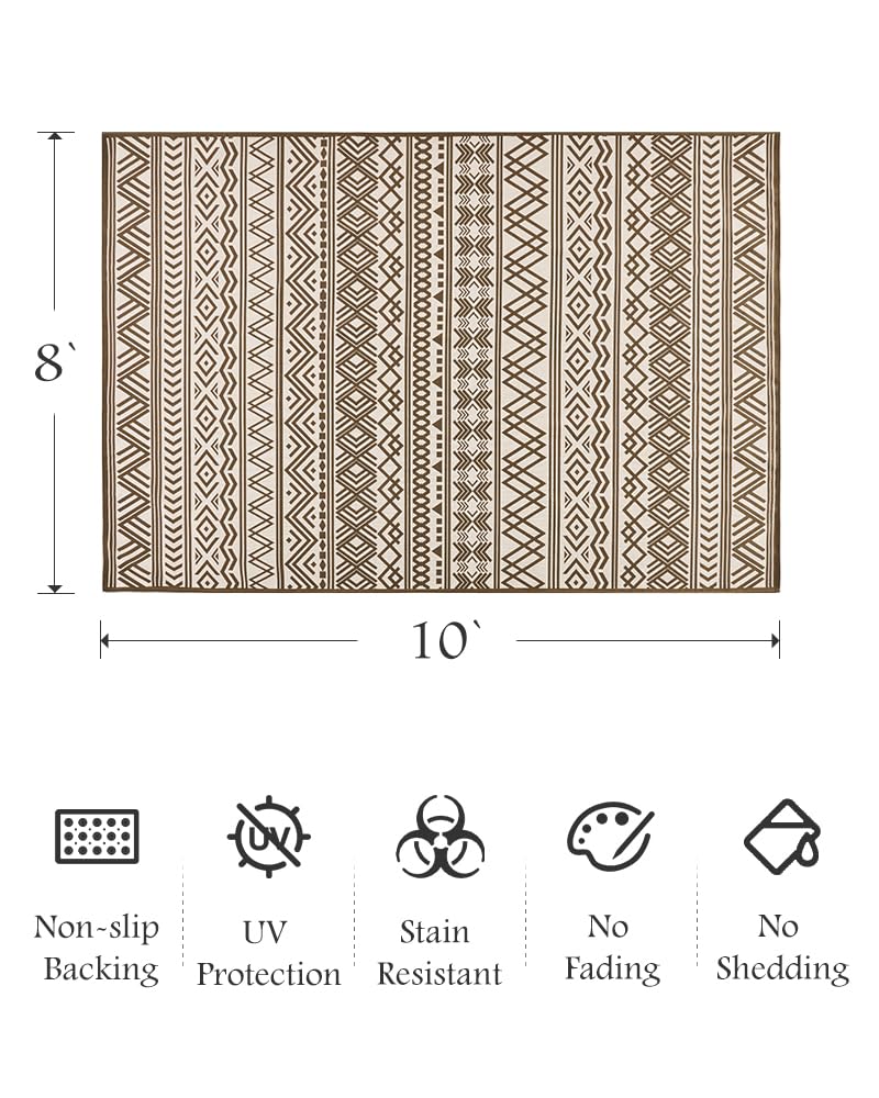 Outdoor Rug Carpet 5x8 ft, Flatweave Textured Outdoor Patio Rug Non Slip Indoor Outdoor Rugs with Rubber Particles Backing Boho Outdoor Area Rug for Patio Deck Front Porch Backyard Balcony - 7DAY'S