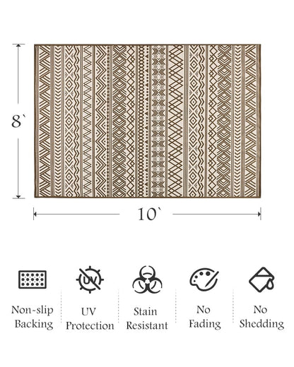 Outdoor Rug Carpet 5x8 ft, Flatweave Textured Outdoor Patio Rug Non Slip Indoor Outdoor Rugs with Rubber Particles Backing Boho Outdoor Area Rug for Patio Deck Front Porch Backyard Balcony - 7DAY'S