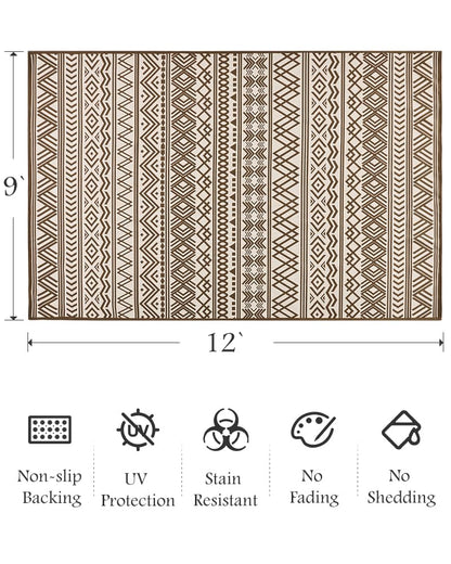 Outdoor Rug Carpet 5x8 ft, Flatweave Textured Outdoor Patio Rug Non Slip Indoor Outdoor Rugs with Rubber Particles Backing Boho Outdoor Area Rug for Patio Deck Front Porch Backyard Balcony - 7DAY'S