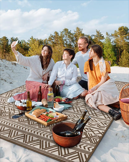 Outdoor Rug Carpet 5x8 ft, Flatweave Textured Outdoor Patio Rug Non Slip Indoor Outdoor Rugs with Rubber Particles Backing Boho Outdoor Area Rug for Patio Deck Front Porch Backyard Balcony - 7DAY'S