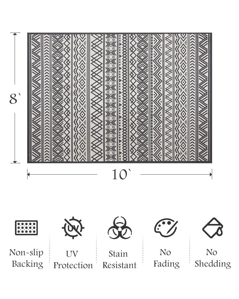 Outdoor Rug Carpet 5x8 ft, Flatweave Textured Outdoor Patio Rug Non Slip Indoor Outdoor Rugs with Rubber Particles Backing Boho Outdoor Area Rug for Patio Deck Front Porch Backyard Balcony - 7DAY'S