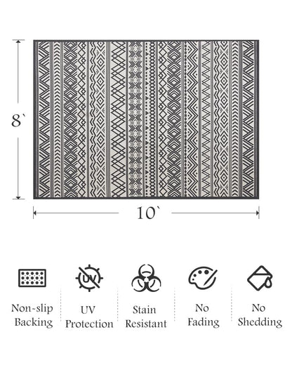 Outdoor Rug Carpet 5x8 ft, Flatweave Textured Outdoor Patio Rug Non Slip Indoor Outdoor Rugs with Rubber Particles Backing Boho Outdoor Area Rug for Patio Deck Front Porch Backyard Balcony - 7DAY'S
