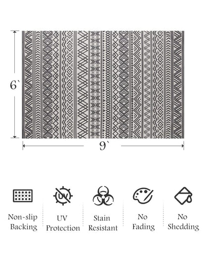 Outdoor Rug Carpet 5x8 ft, Flatweave Textured Outdoor Patio Rug Non Slip Indoor Outdoor Rugs with Rubber Particles Backing Boho Outdoor Area Rug for Patio Deck Front Porch Backyard Balcony - 7DAY'S