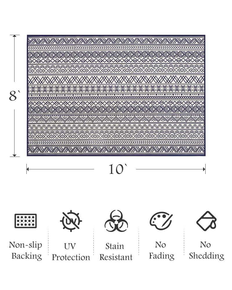 Outdoor Rug Carpet 5x8 ft, Flatweave Textured Outdoor Patio Rug Non Slip Indoor Outdoor Rugs with Rubber Particles Backing Boho Outdoor Area Rug for Patio Deck Front Porch Backyard Balcony - 7DAY'S