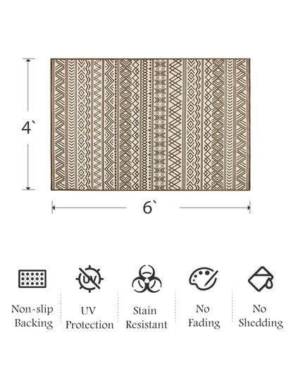 Outdoor Rug Carpet 5x8 ft, Flatweave Textured Outdoor Patio Rug Non Slip Indoor Outdoor Rugs with Rubber Particles Backing Boho Outdoor Area Rug for Patio Deck Front Porch Backyard Balcony - 7DAY'S