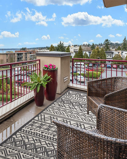 Outdoor Rug Carpet 5x8 ft, Flatweave Textured Outdoor Patio Rug Non Slip Indoor Outdoor Rugs with Rubber Particles Backing Boho Outdoor Area Rug for Patio Deck Front Porch Backyard Balcony - 7DAY'S