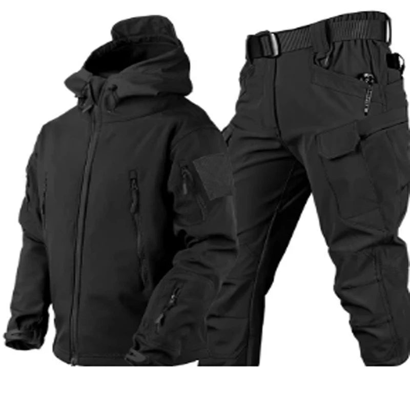 Outdoor Shark Skin Warmth Set Camo Plush Thickened Coat Autumn/Winter Racing Top Does Not Include Cuff Logo Pattern - 7DAY'S