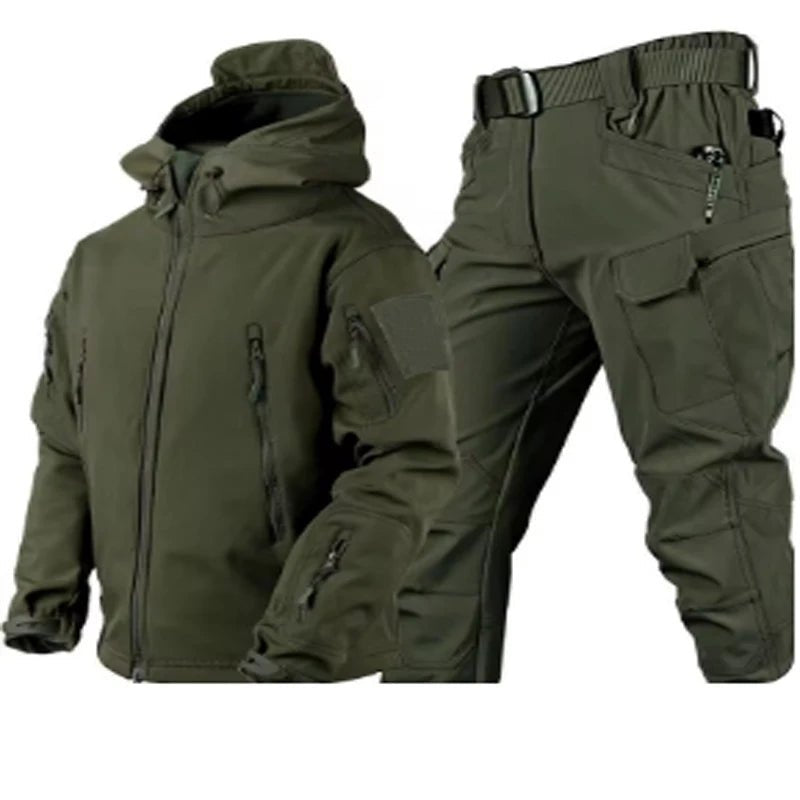 Outdoor Shark Skin Warmth Set Camo Plush Thickened Coat Autumn/Winter Racing Top Does Not Include Cuff Logo Pattern - 7DAY'S