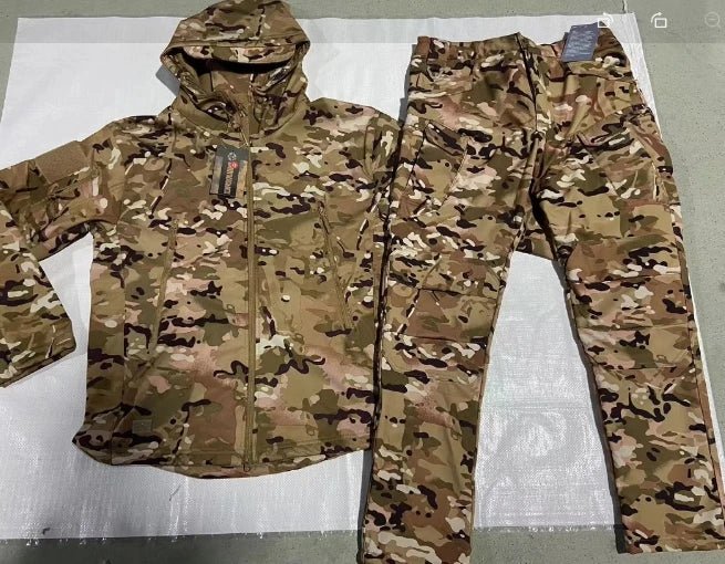 Outdoor Shark Skin Warmth Set Camo Plush Thickened Coat Autumn/Winter Racing Top Does Not Include Cuff Logo Pattern - 7DAY'S