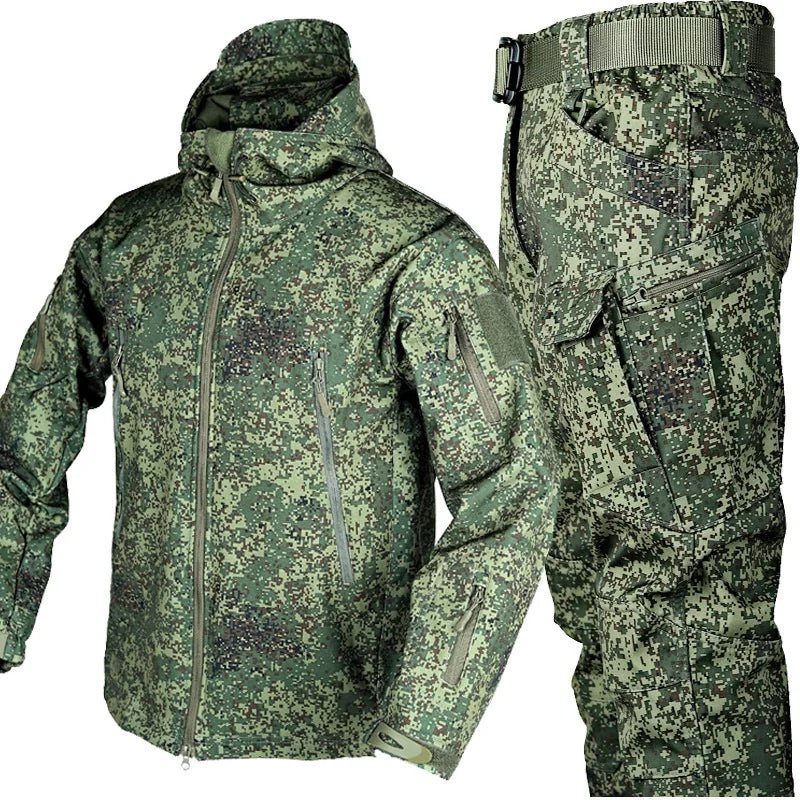 Outdoor Shark Skin Warmth Set Camo Plush Thickened Coat Autumn/Winter Racing Top Does Not Include Cuff Logo Pattern - 7DAY'S