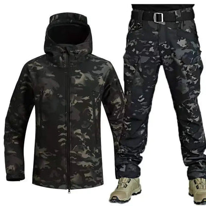 Outdoor Shark Skin Warmth Set Camo Plush Thickened Coat Autumn/Winter Racing Top Does Not Include Cuff Logo Pattern - 7DAY'S