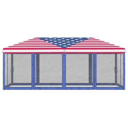 Outsunny 10' x 20' Pop - Up Canopy Tent Gazebo with American Flag Print and 6 Mesh Sidewalls, for Outdoor Events - 7DAY'S