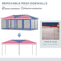 Outsunny 10' x 20' Pop - Up Canopy Tent Gazebo with American Flag Print and 6 Mesh Sidewalls, for Outdoor Events - 7DAY'S