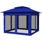 Outsunny 11 x 11 Pop - Up Canopy Gazebo Outdoor Patio Event Tent with Zipper Netting,Carry Bag, UV Protection for Backyard & Garden, Blue - 7DAY'S