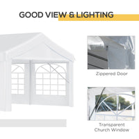Outsunny 13' x 26' Heavy - Duty Outdoor Carport Party Event Tent, Patio Gazebo Canopy Pavilion with 4 Sidewalls & 8 Windows, White - 7DAY'S