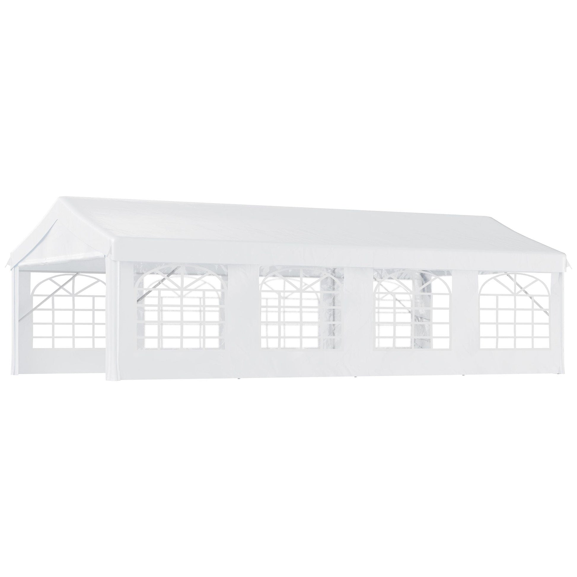 Outsunny 13' x 26' Heavy - Duty Outdoor Carport Party Event Tent, Patio Gazebo Canopy Pavilion with 4 Sidewalls & 8 Windows, White - 7DAY'S