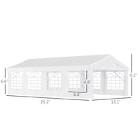 Outsunny 13' x 26' Heavy - Duty Outdoor Carport Party Event Tent, Patio Gazebo Canopy Pavilion with 4 Sidewalls & 8 Windows, White - 7DAY'S