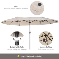 Outsunny 15ft Double - Sided Patio Umbrella Outdoor Market Extra Large Cream White with Crank for Deck Lawn Backyard Pool - 7DAY'S