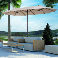 Outsunny 15ft Double - Sided Patio Umbrella Outdoor Market Extra Large Cream White with Crank for Deck Lawn Backyard Pool - 7DAY'S