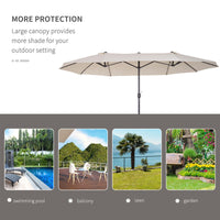 Outsunny 15ft Double - Sided Patio Umbrella Outdoor Market Extra Large Cream White with Crank for Deck Lawn Backyard Pool - 7DAY'S
