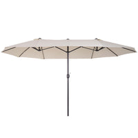 Outsunny 15ft Double - Sided Patio Umbrella Outdoor Market Extra Large Cream White with Crank for Deck Lawn Backyard Pool - 7DAY'S