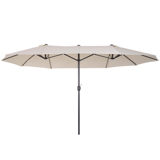 Outsunny 15ft Double - Sided Patio Umbrella Outdoor Market Extra Large Cream White with Crank for Deck Lawn Backyard Pool - 7DAY'S