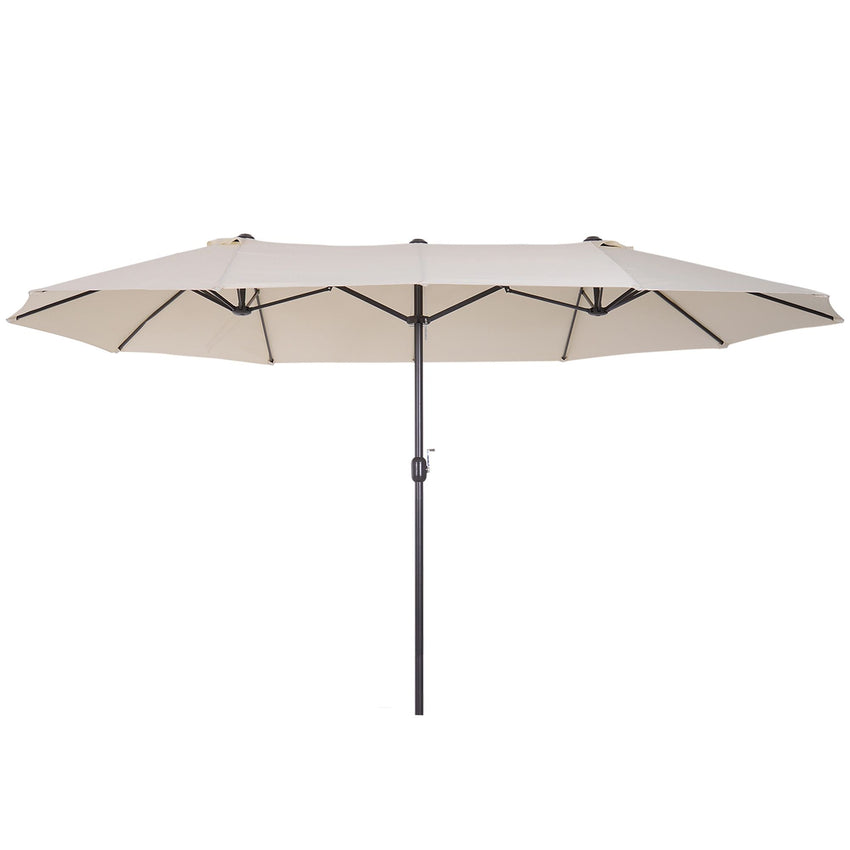 Outsunny 15ft Double - Sided Patio Umbrella Outdoor Market Extra Large Cream White with Crank for Deck Lawn Backyard Pool - 7DAY'S