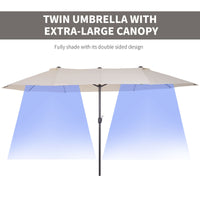 Outsunny 15ft Double - Sided Patio Umbrella Outdoor Market Extra Large Cream White with Crank for Deck Lawn Backyard Pool - 7DAY'S
