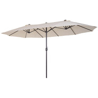 Outsunny 15ft Double - Sided Patio Umbrella Outdoor Market Extra Large Cream White with Crank for Deck Lawn Backyard Pool - 7DAY'S