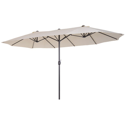 Outsunny 15ft Double - Sided Patio Umbrella Outdoor Market Extra Large Cream White with Crank for Deck Lawn Backyard Pool - 7DAY'S