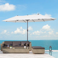 Outsunny 15ft Double - Sided Patio Umbrella Outdoor Market Extra Large Cream White with Crank for Deck Lawn Backyard Pool - 7DAY'S
