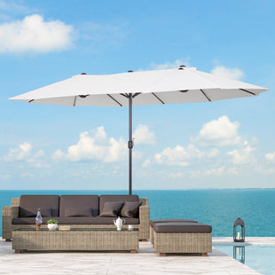 Outsunny 15ft Double - Sided Patio Umbrella Outdoor Market Extra Large Cream White with Crank for Deck Lawn Backyard Pool - 7DAY'S