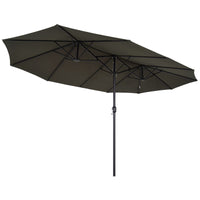 Outsunny 15ft Double - Sided Patio Umbrella Outdoor Market Extra Large Gray with Crank for Deck Lawn Backyard Pool - 7DAY'S