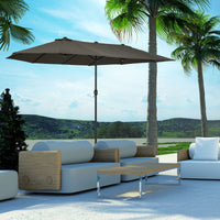 Outsunny 15ft Double - Sided Patio Umbrella Outdoor Market Extra Large Gray with Crank for Deck Lawn Backyard Pool - 7DAY'S